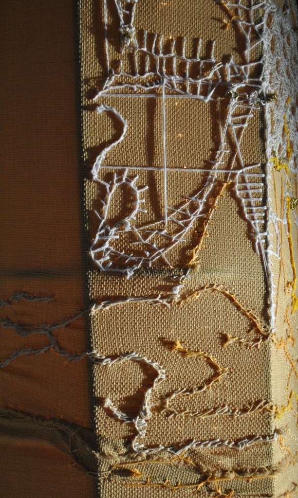 yellow embroidered column